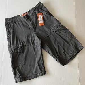 NWT Boys Lee Dungaree Shorts Gray Relaxed Cargo Shorts Boys Size 16R NEW